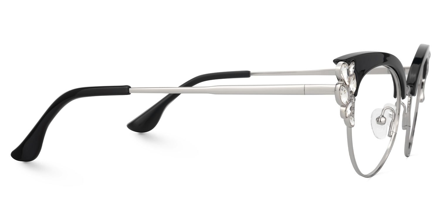 Hearn Cat Eye Black-Silver Glasses | ZEELOOL UK2