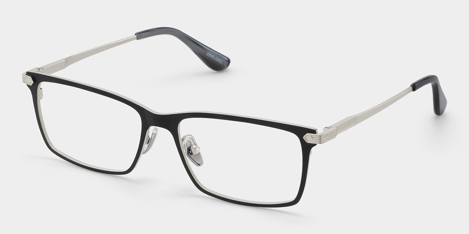Alexander Black Thin Rectangle Glasses for Men | ZEELOOL3