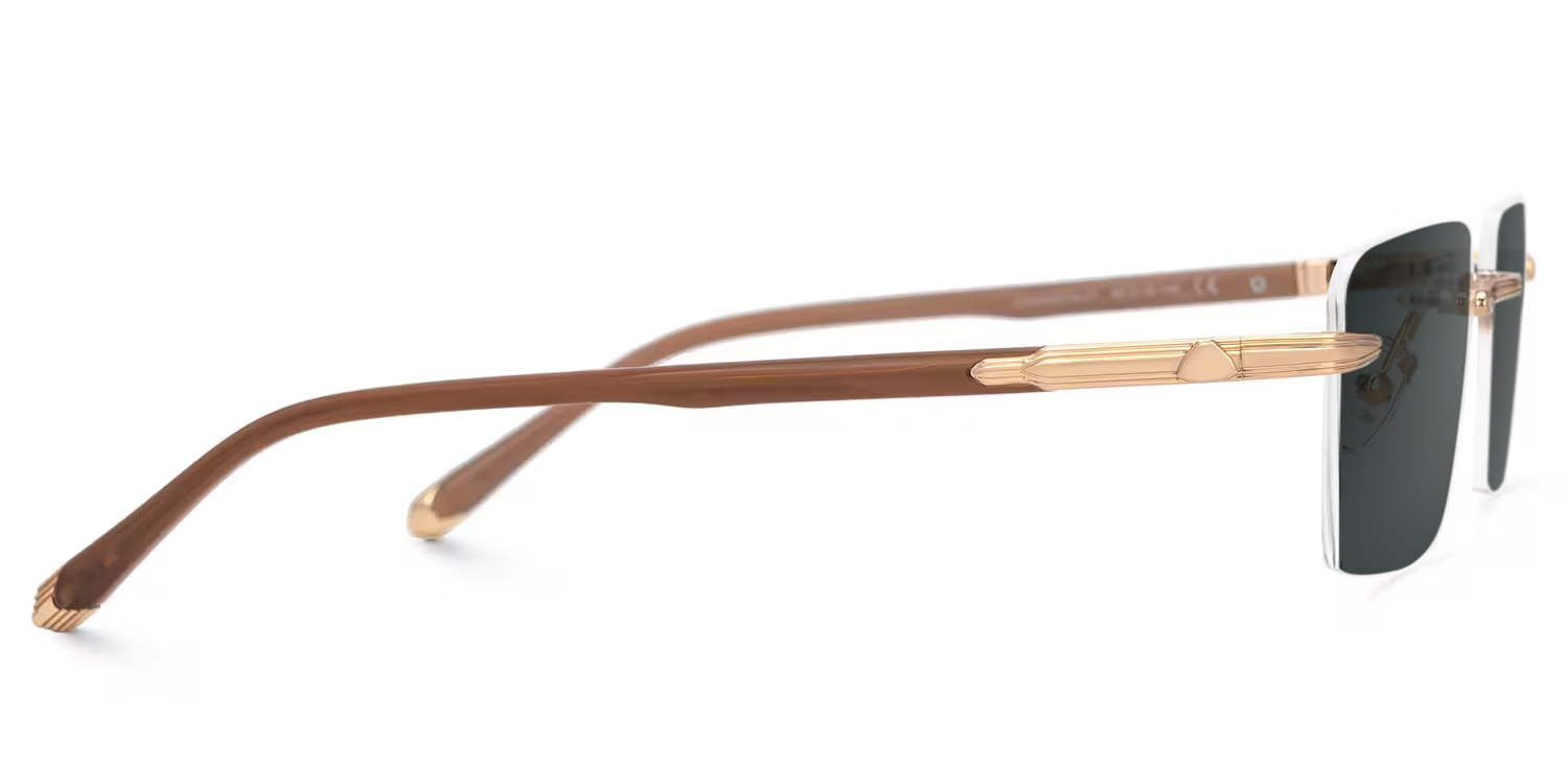 Brown Mixed-Materials Rectangle Sunglasses- Savitrie2