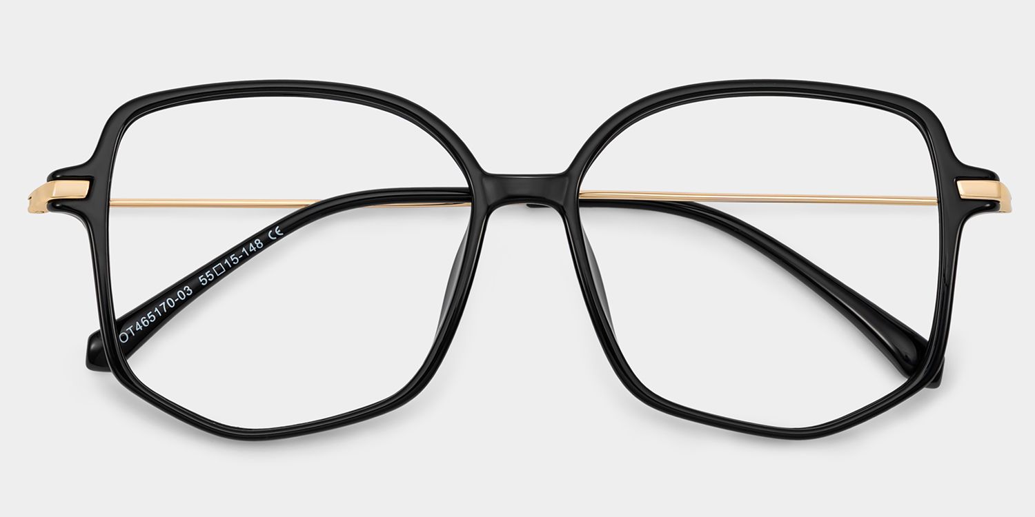 Payton Geometric Black Frame Glasses | ZEELOOL UK1