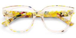 Jett Yellow Clear Square Glasses2