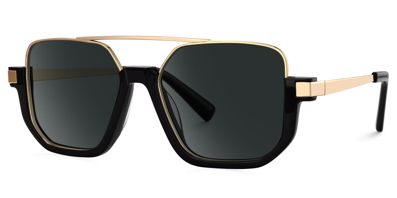 Oromiya Aviator Black Gold Glasses1