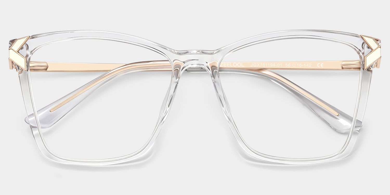 Tricee Square Clear Glasses With Gold Arms For Women | Zeelool2