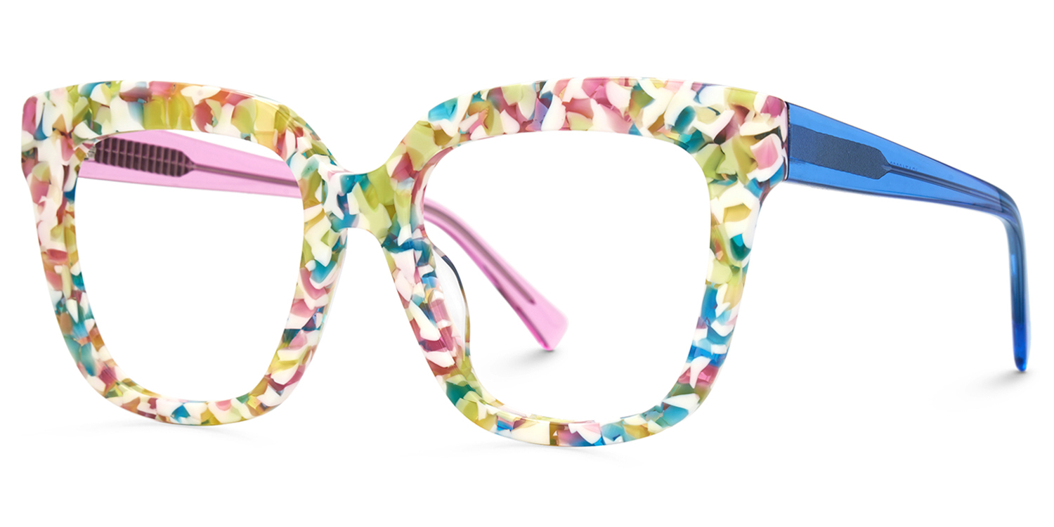 Square Mottled Glasses - Nina Acetate Frame Glasses2