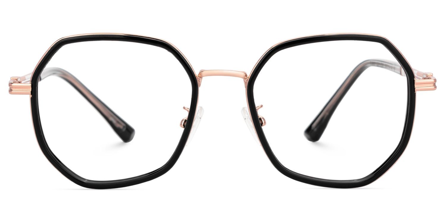 Frazier Mixed-Materials Geometric Black Frame Glasses | ZEELOOL UK0