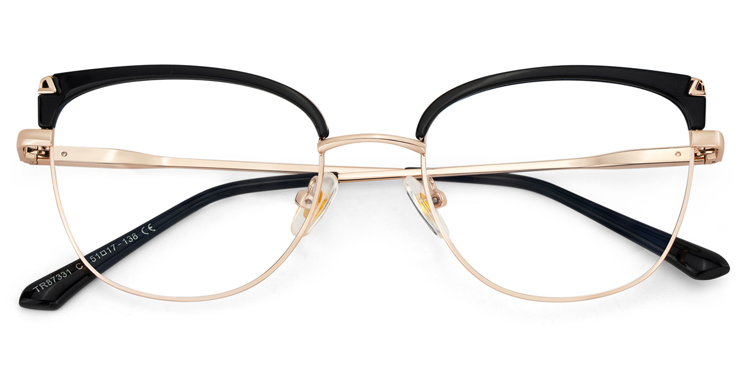 Beau Eyeglasses in Cat eye Black Gold Frame | ZEELOOL UK2