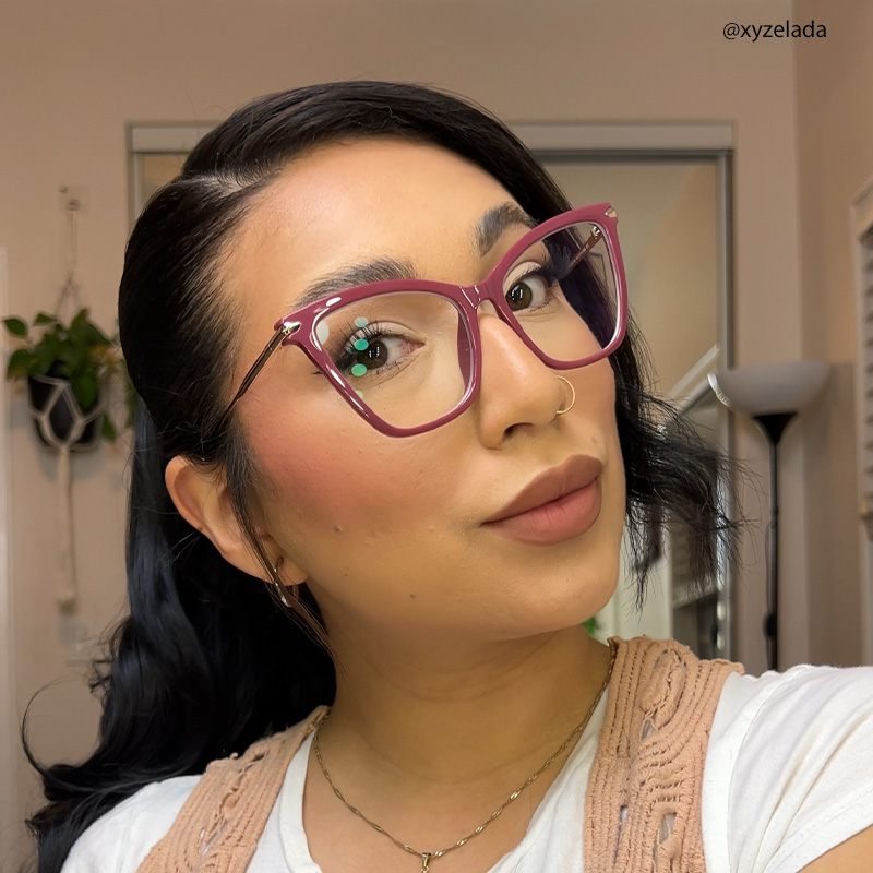 Hilary Butterfly Dark-Red Glasses with Thin Frames4