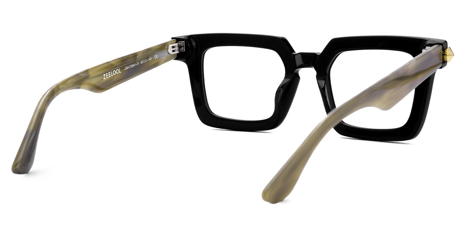 Ruthann Eco Acetate Black Square Frame Glasses Men's | ZEELOOL UK4