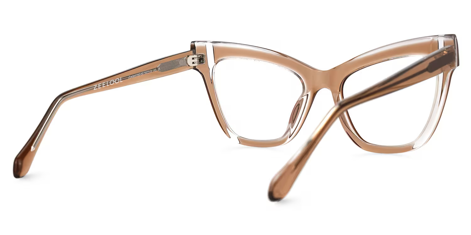 Saucie Light Brown Cat eye Frame Glasses | ZEELOOL UK3