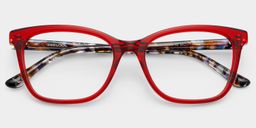 Bella Red Rectangle Glasses2