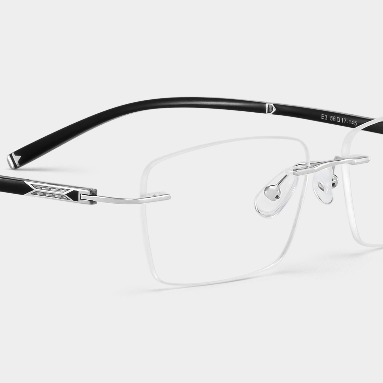 Adeline Silver Rimless Glasses for Men in Rectangle Frame | ZEELOOL4
