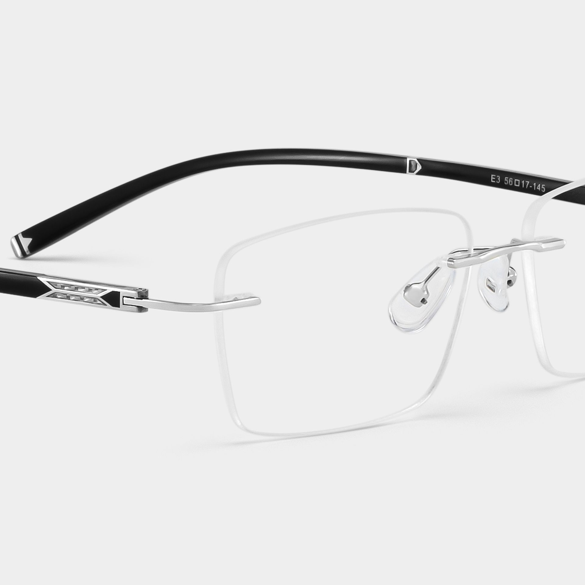Adeline Silver Rimless Glasses for Men in Rectangle Frame | ZEELOOL4