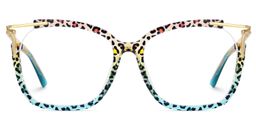 Sidibe Square Blue Leopard Glasses0