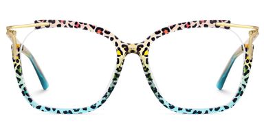 Sidibe Square Blue Leopard Glasses