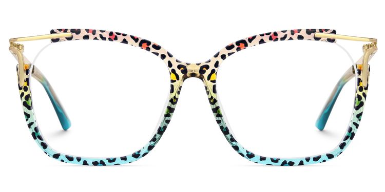 Sidibe Square Blue Leopard Glasses