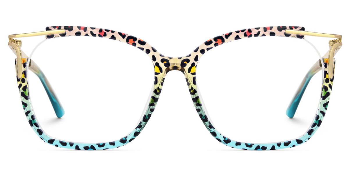 Sidibe Square Blue Leopard Glasses17