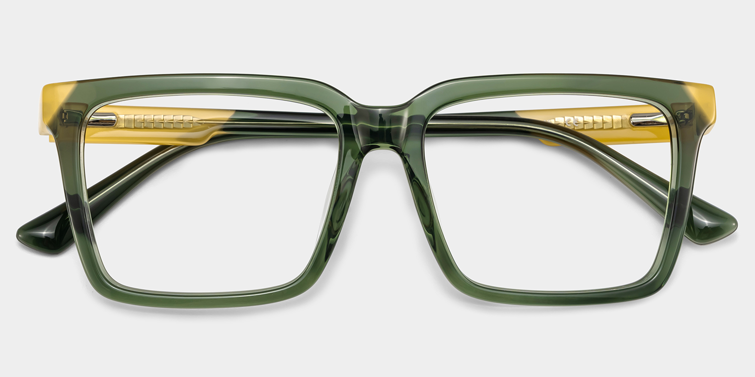 Rectangle Green Eyeglasses- Troy Acetate Frame Glasses1