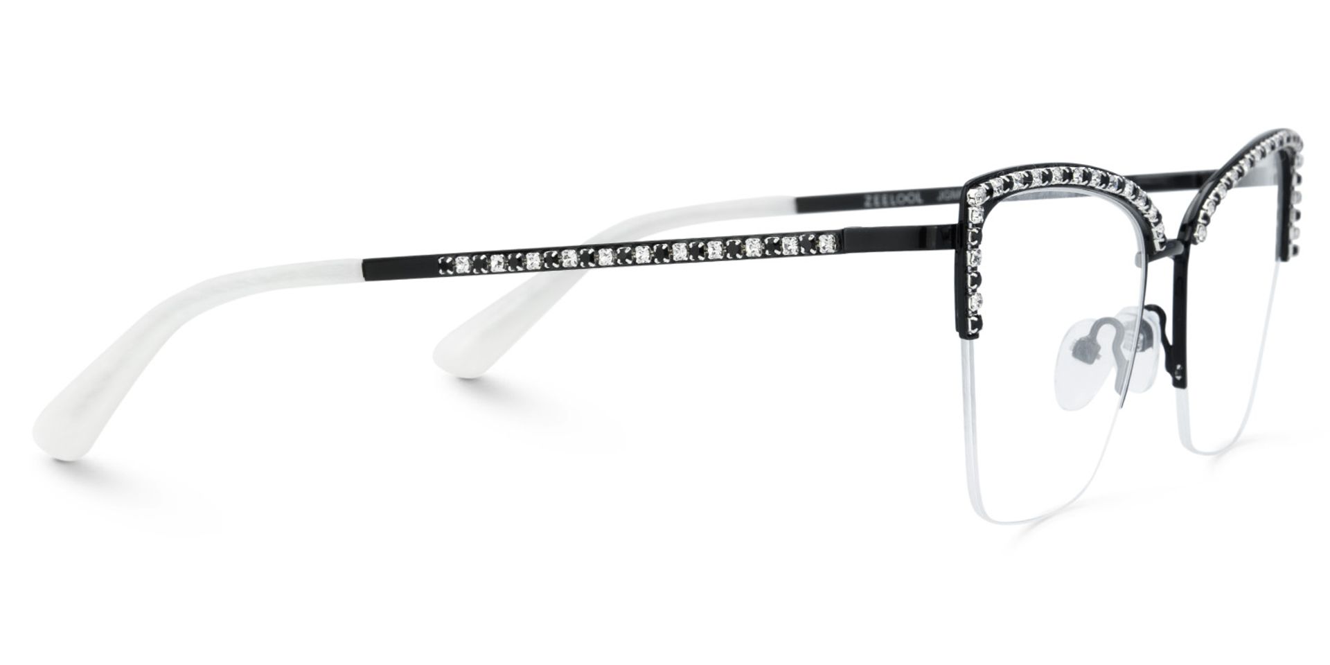 Half Rim Cat Eye Glasses With Rhinestones3