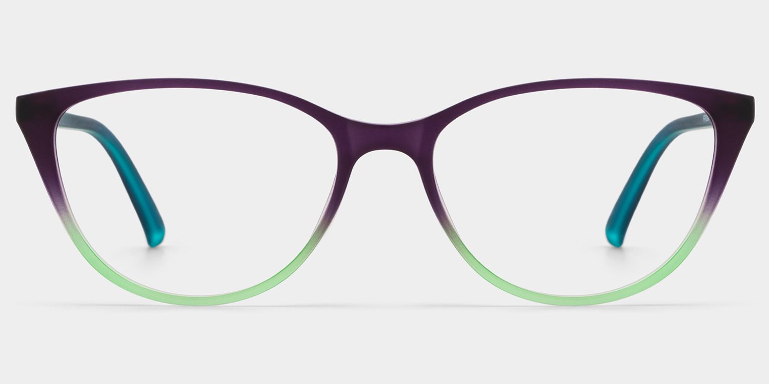 Lucy Cat-Eye Purple-Green Frame Glasses | ZEELOOL UK0