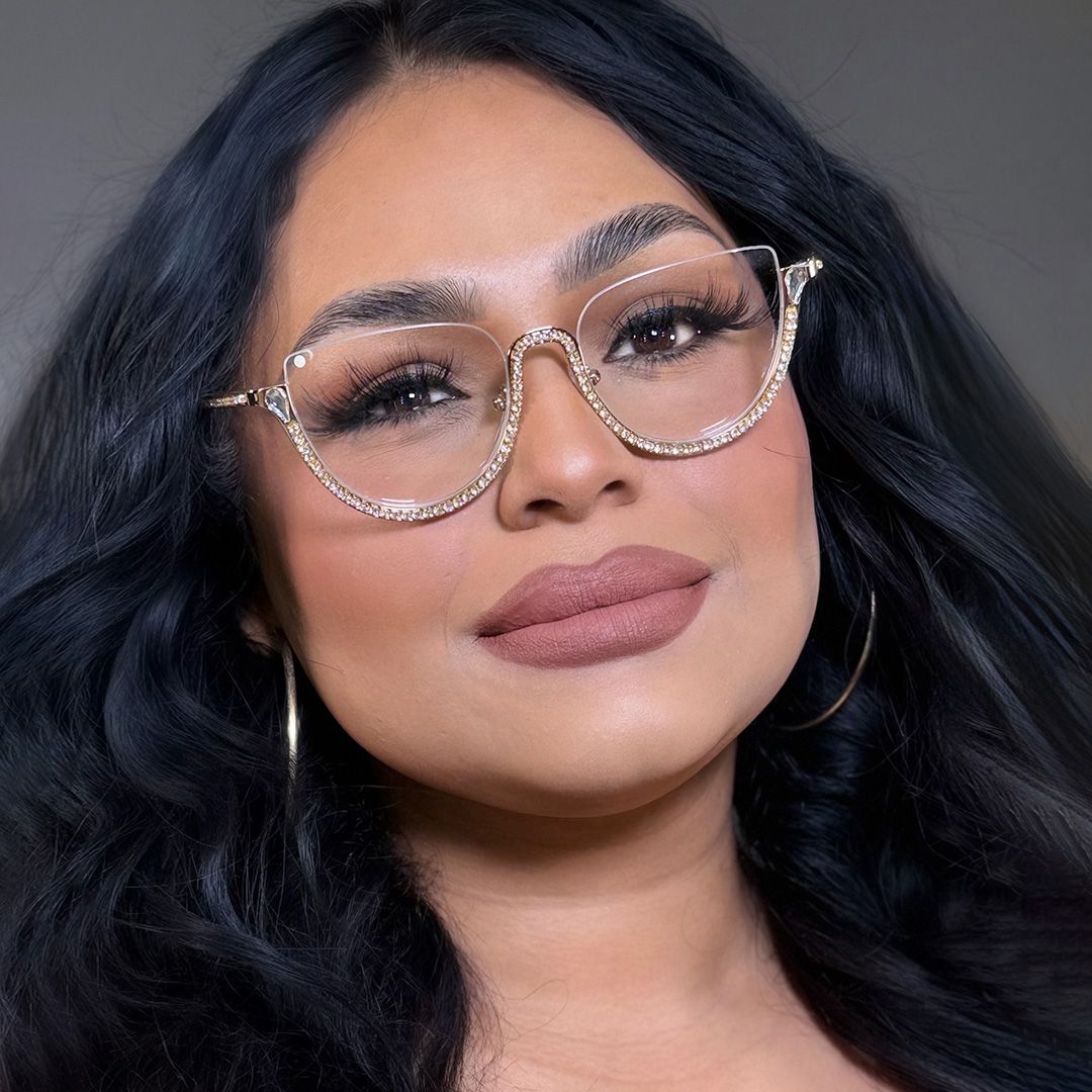 Half Frame Cat Eye Glasses With Shiny Diamonds9