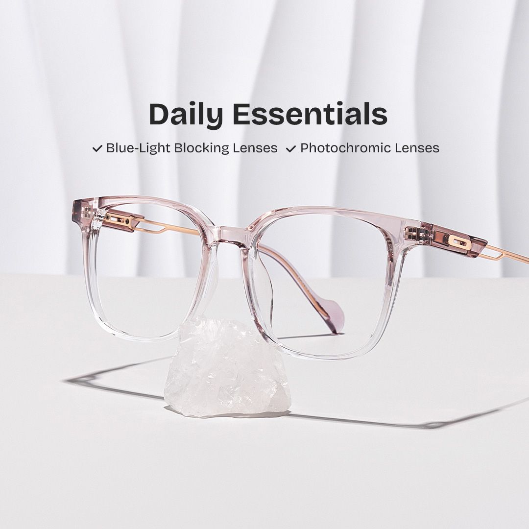 Chloe Pink Square Prescription Glasses | ZEELOOL UK0
