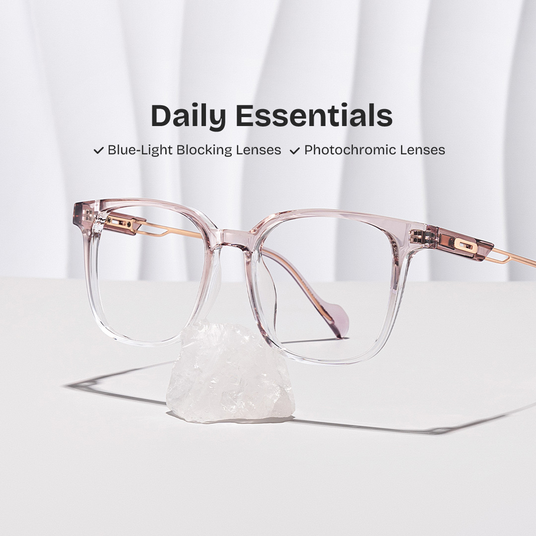 Chloe Pink Square Prescription Glasses | ZEELOOL UK0