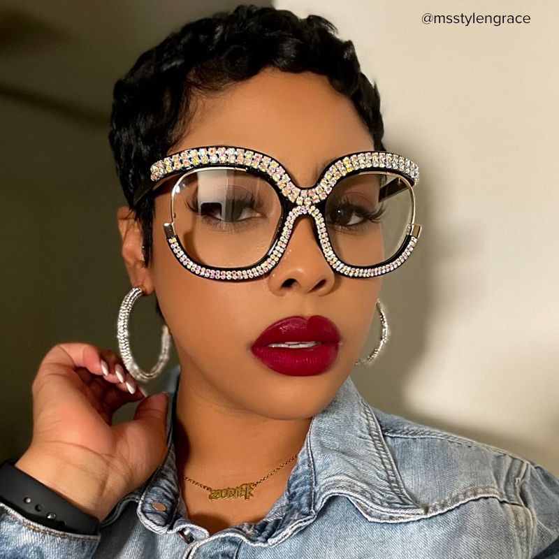 Veasley Square Multicolor Rhinestone Studded Glasses5