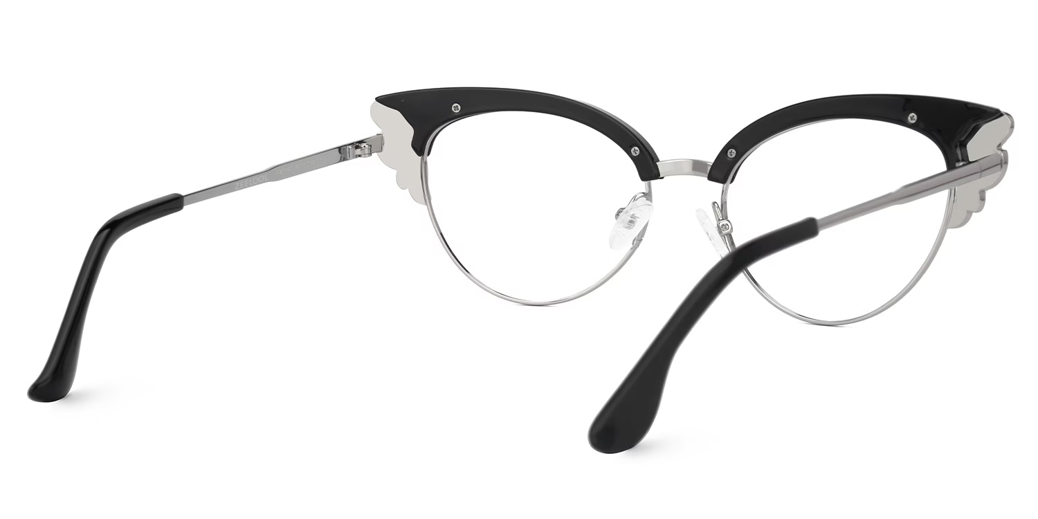 Hearn Cat Eye Black-Silver Glasses | ZEELOOL UK3