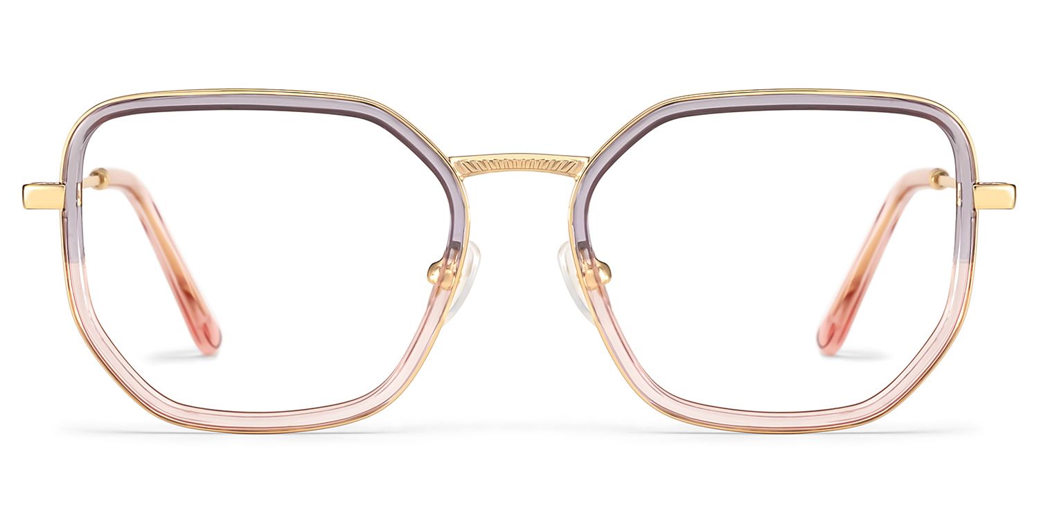 Levi Eyeglasses in Geometric Grey Pink Frame | ZEELOOL UK1