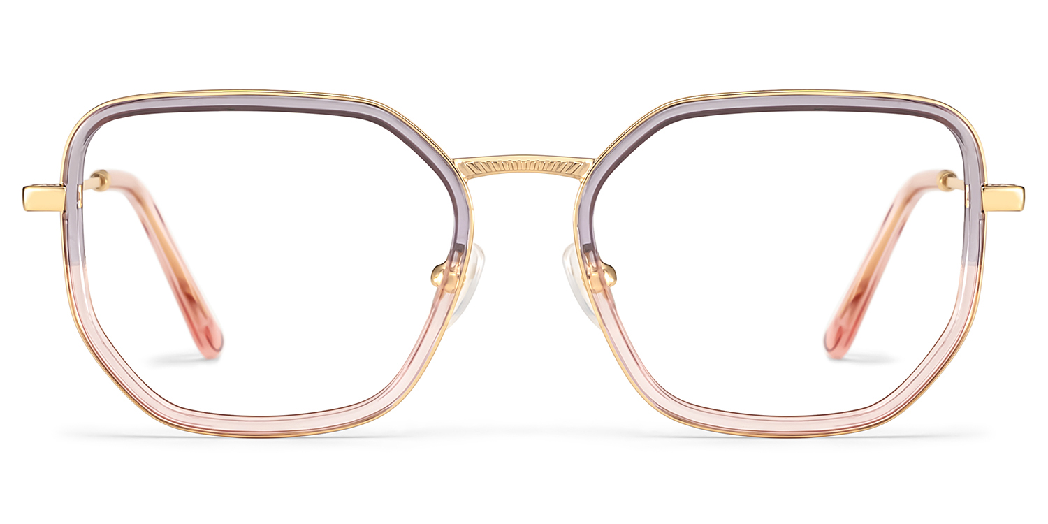 Levi Eyeglasses in Geometric Grey Pink Frame | ZEELOOL UK1