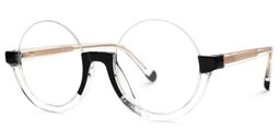 Cheril Round Black-Clear Glasses1