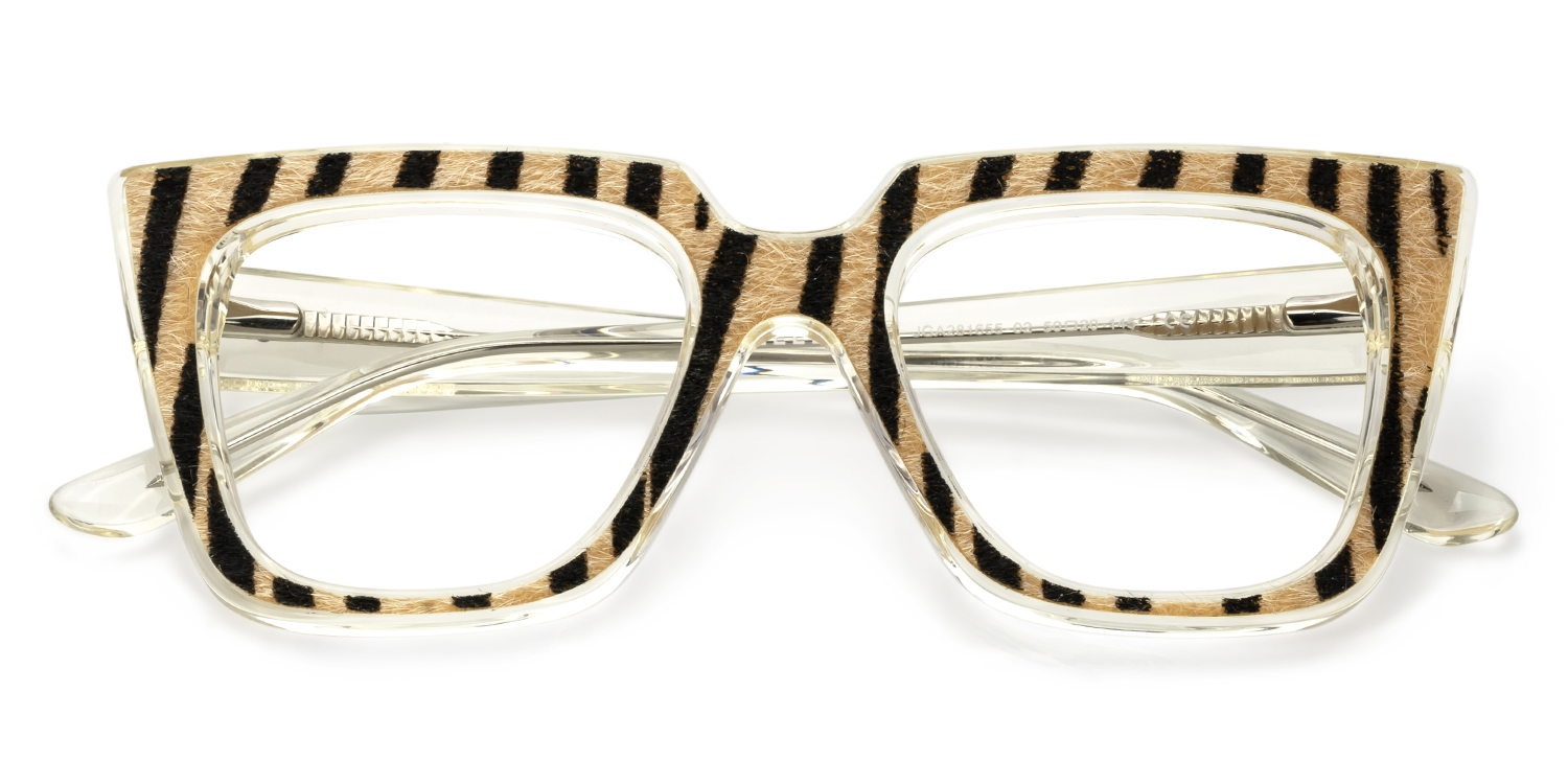 Tiger Print Glasses Frames With Crystal Temple2