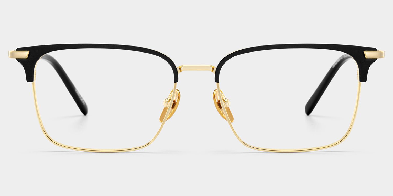 Maxwell Browline Black and Gold Glasses Frames for Men | ZEELOOL UK0
