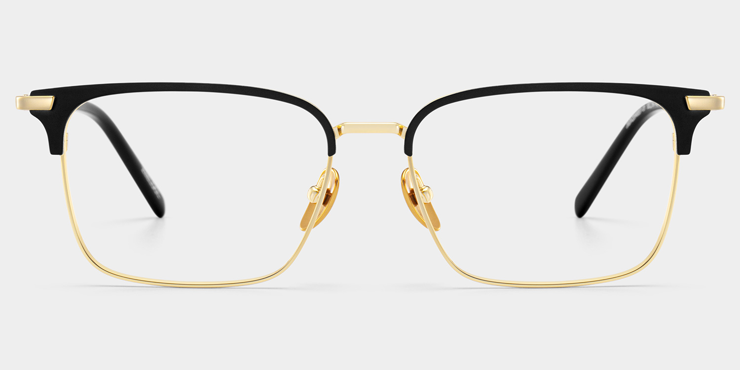 Maxwell Browline Black and Gold Glasses Frames for Men | ZEELOOL UK0
