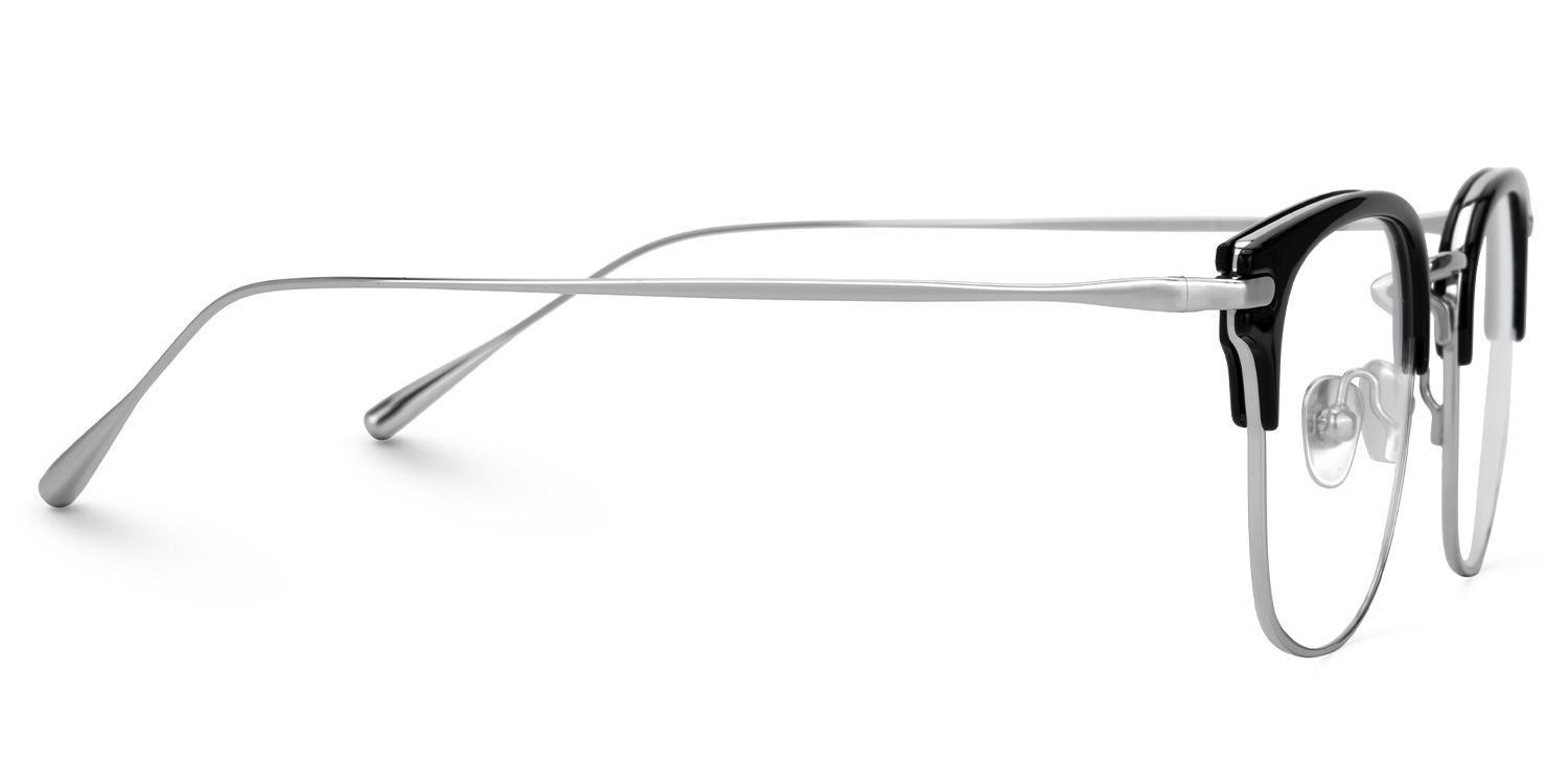 Mecca Silver Eyeglasses with Browline Shape | ZEELOOL UK2