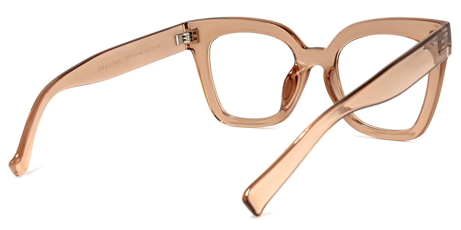 Malcolm Square Crystal Champagne Frame Glasses | ZEELOOL UK4