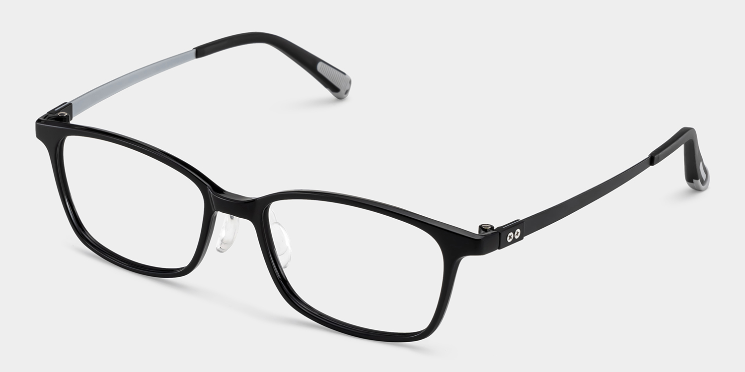 Finne Rectangle Black Frame Eyeglasses for Teens2