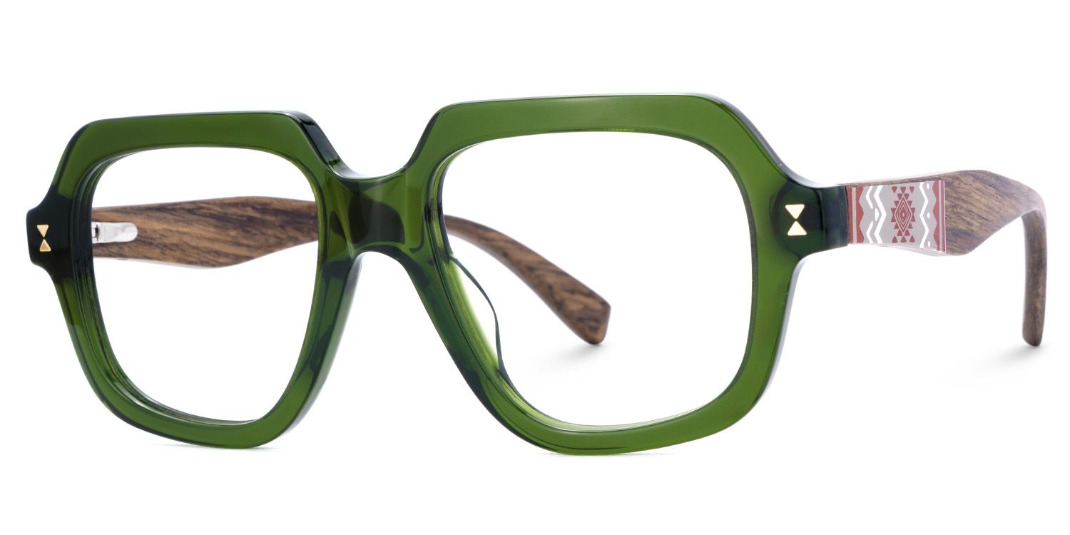 Green Prescription Glasses With Geometric Shape for Men3