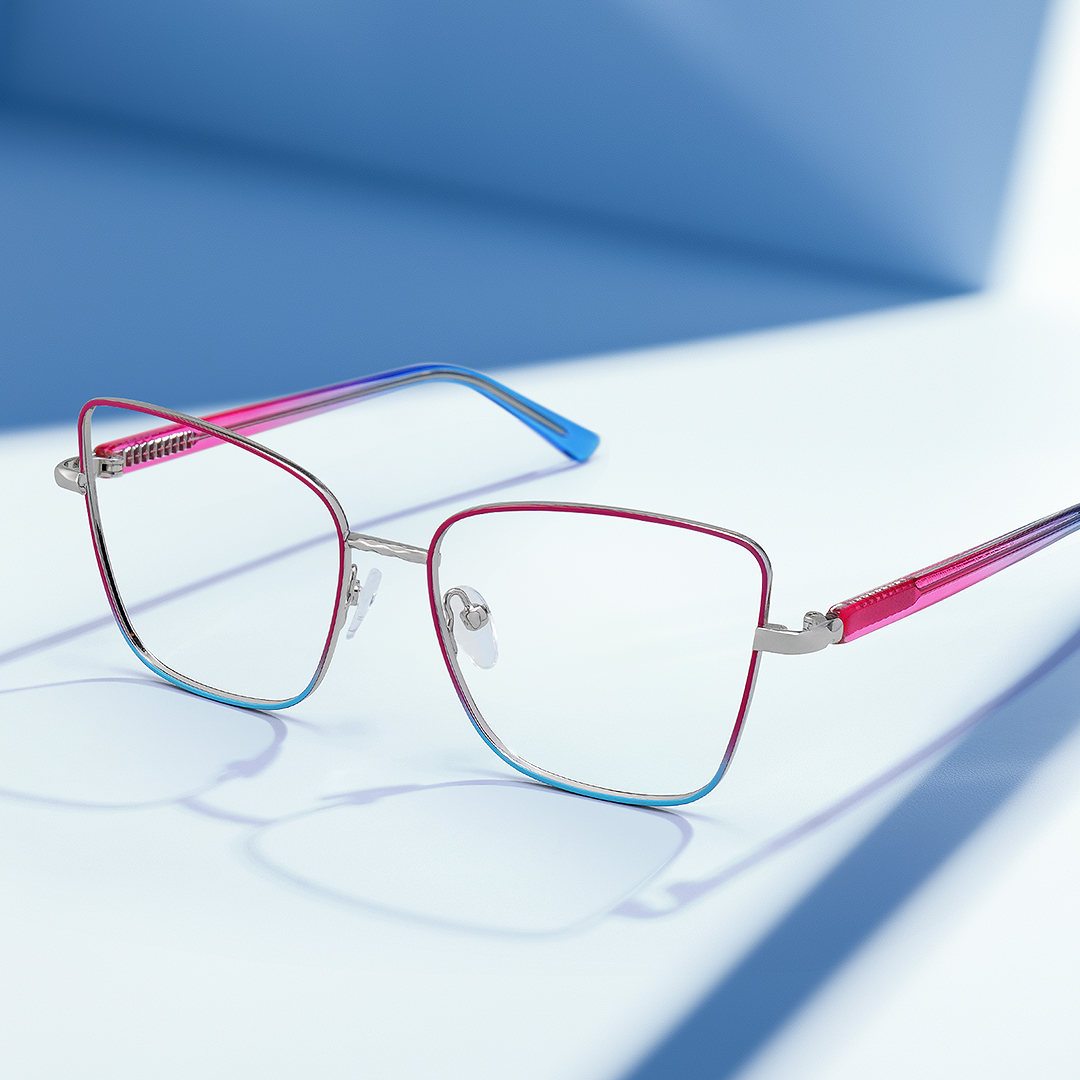 Jace Red-blue Square Prescription Glasses | Zeelool6