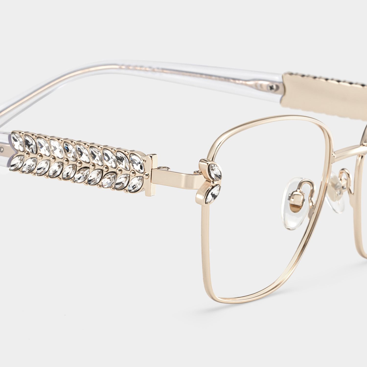 Rectangle Light Gold Eyeglasses- Ellie Metal Frame Glasses4