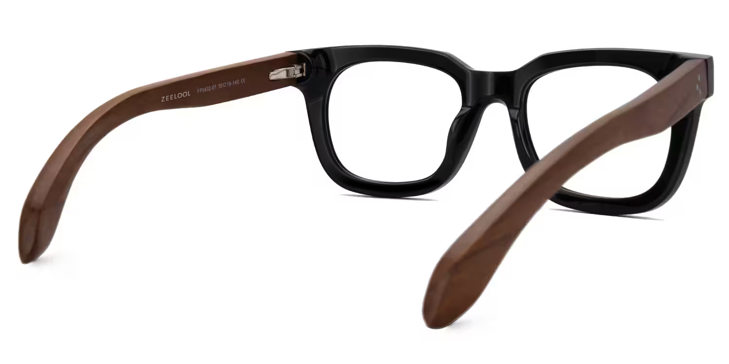 Sam Rectangle Wood Thick Frame Glasses for Men | ZEELOOL UK3
