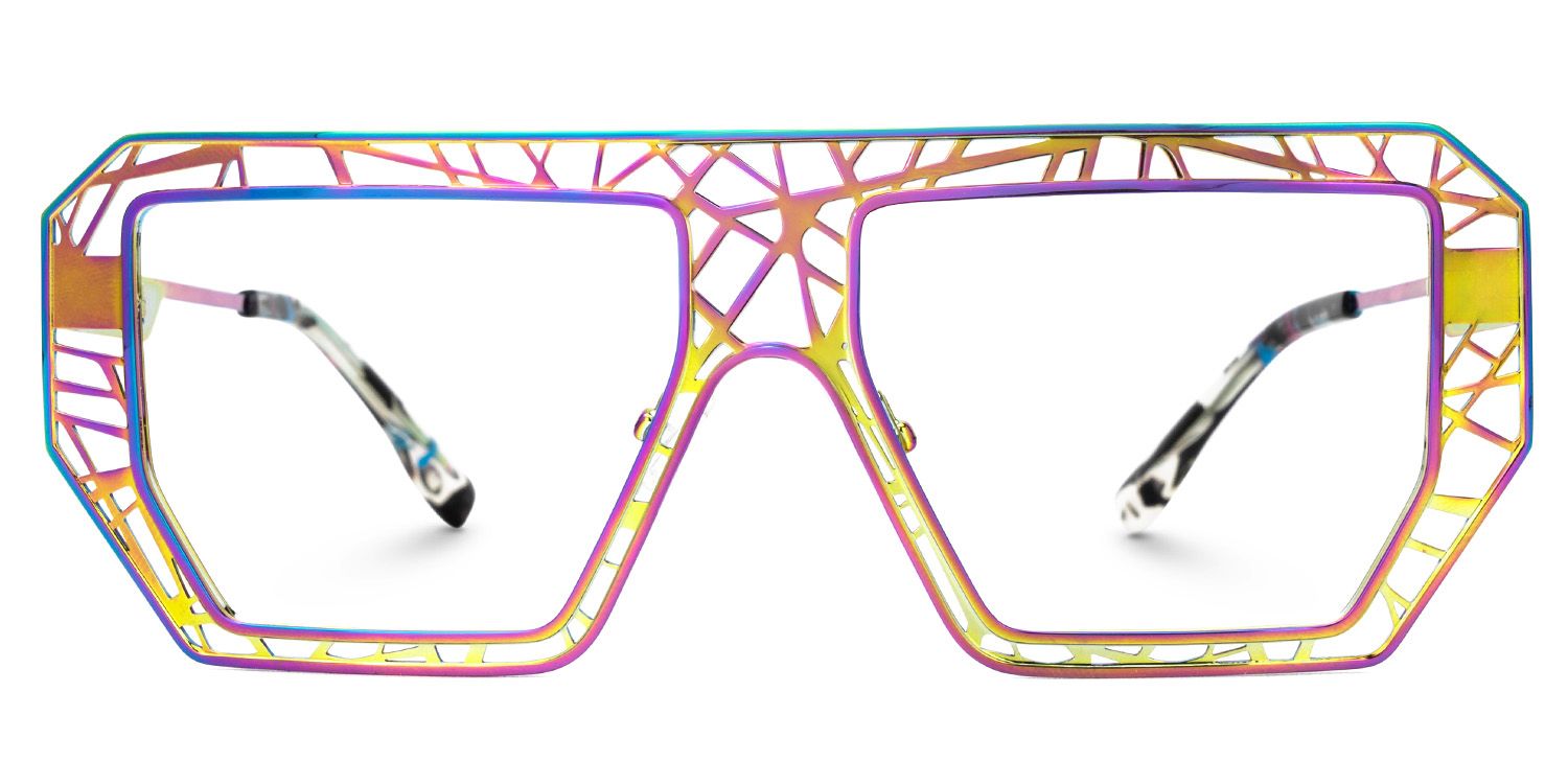 Blake Iridescent Glasses with Geometric Extra Large Frames | ZEELOOL UK0