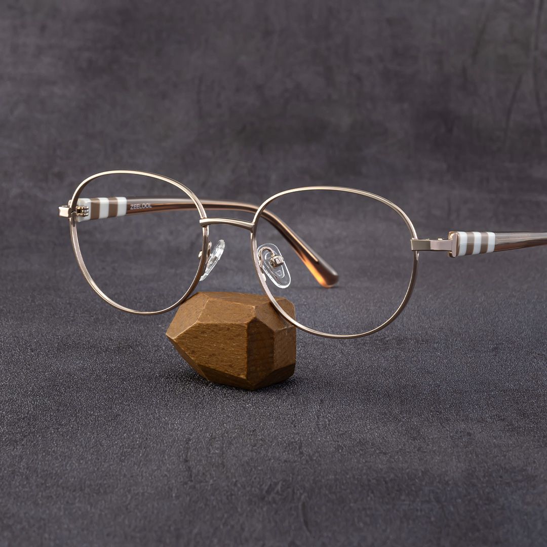 Willa Oval Light gold Frame Eyeglasses for Woman| ZEELOOL UK0