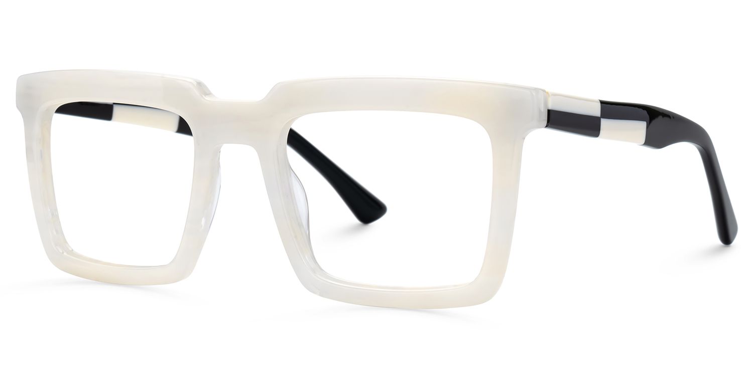 Leblanc Square White Acetate Glasses for Men | ZEELOOL UK2