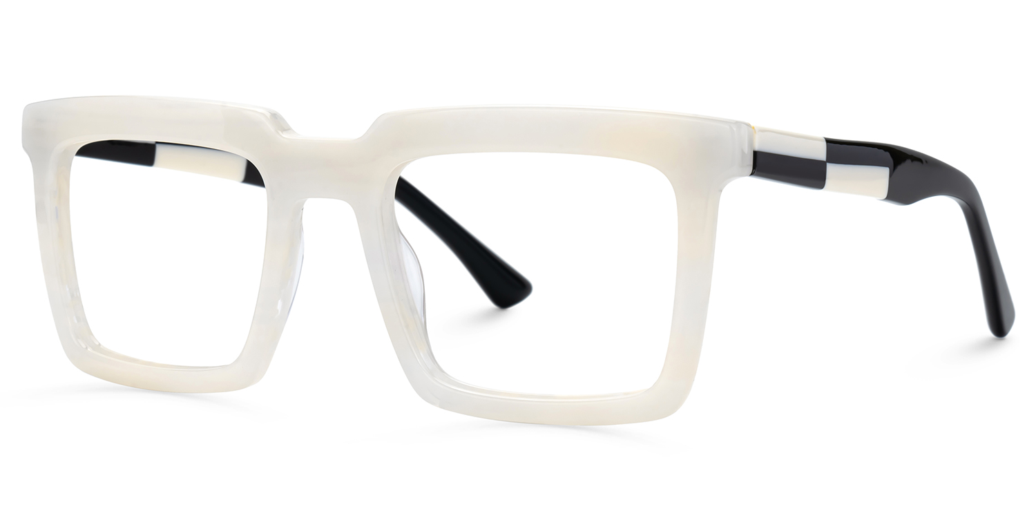 Leblanc Square White Acetate Glasses for Men | ZEELOOL UK2