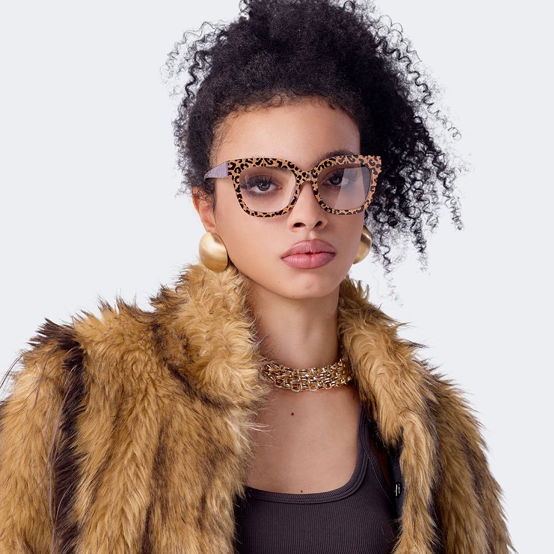 Designer Brown Leopard Square Prescription Glasses6