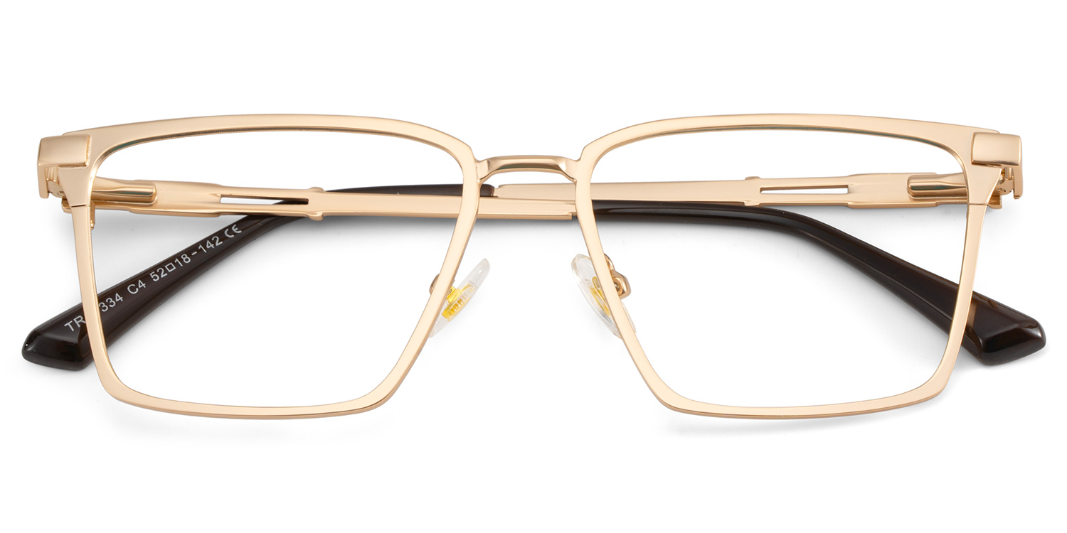 Finn Eyeglasses in Rectangle Gold Frame | ZEELOOL UK2