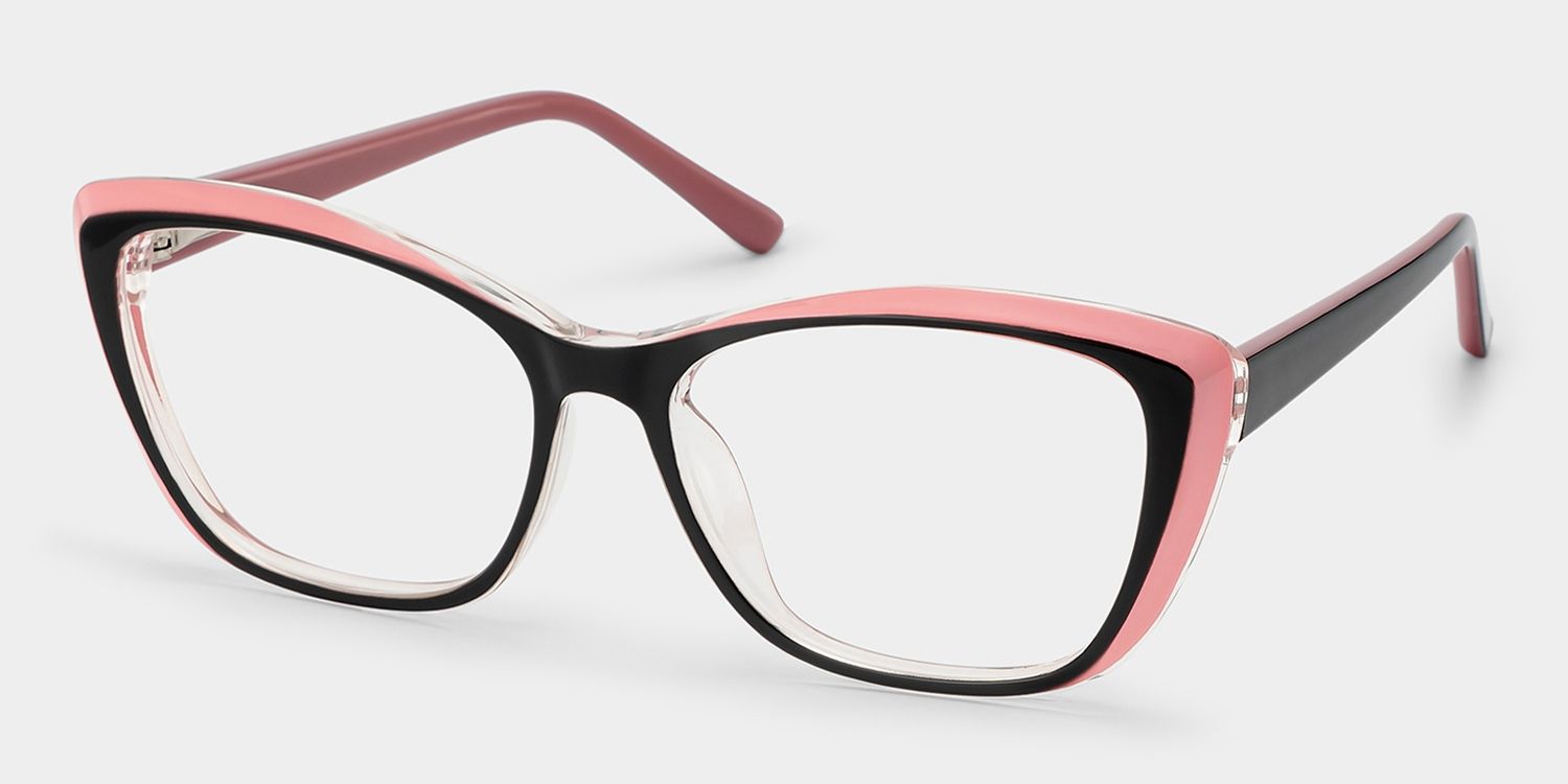 Fidelia Cat Eye Black and Pink Frame Glasses | Zeelool3