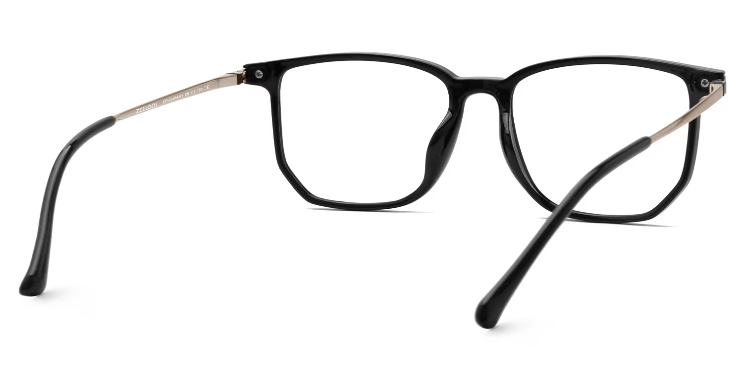 Fezell Square Black Eyeglasses and Thin Wide Frames5