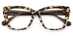 Tessia Square Brown Leopard Glasses3